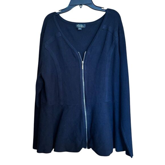 Thalia Sodi Cardigan Womens XL Black Zipper Accent Stretch Long Sleeve Sweater - Picture 1 of 8